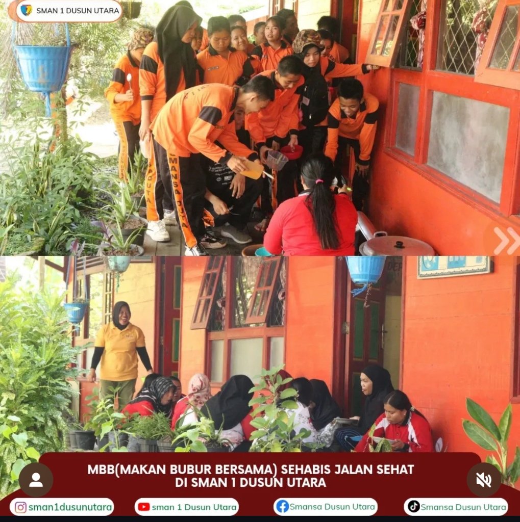Ciptakan Pola Hidup Sehat, SMAN 1 Dusun Utara Gelar Jalan Sehat dan Makan Bubur Bersama