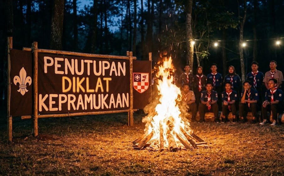 Buat Momen Haru dan Khusyuk, Penutupan Diklat Pramuka SMAN 1 Dusun Utara Diwarnai Tradisi Api Unggun